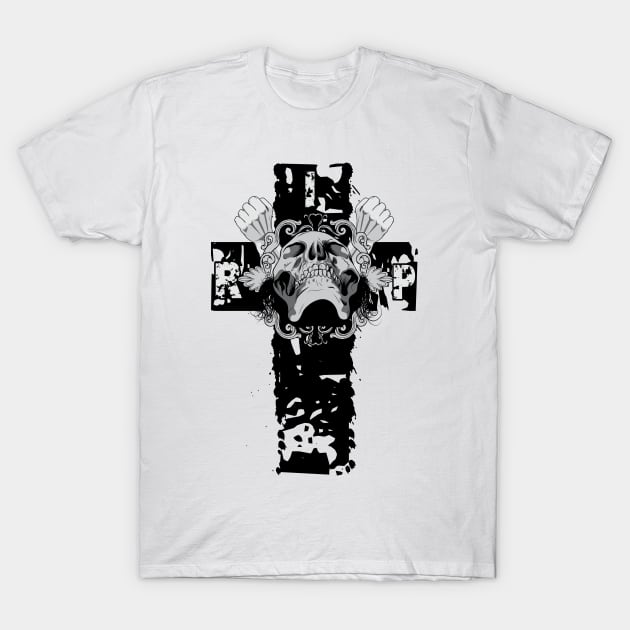 Skull with a cross T-Shirt by positivedesigners